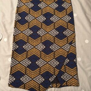 Maeve Blue and Yellow Geometric Pencil Skirt